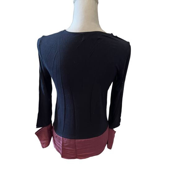 Bailey 44 Silk Color Block Long Sleeve Top Navy Maroon XS - Picture 4 of 6